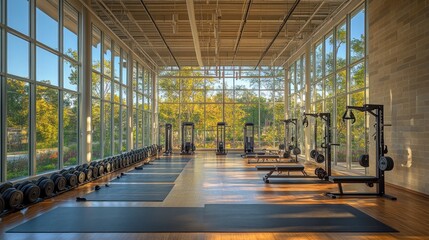 Modern Fitness Studio with Large Windows