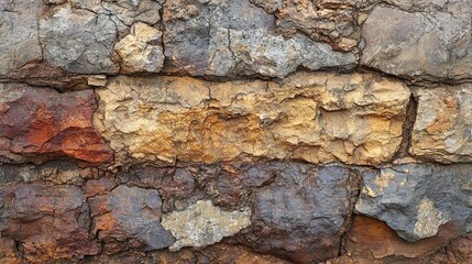 Textured Rustic Brick Wall with Varied Earthy Tones and Colors