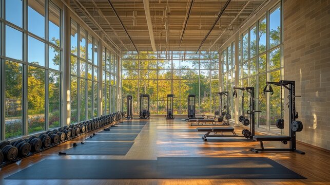 Modern Fitness Studio with Large Windows