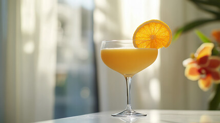 Orange juice, isolated in a glass, a refreshing drink and beverage, featuring a sweet and citrus fruit vitamin liquid, perfect for a healthy and refreshing diet, white background.