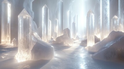 Obraz premium Crystal Cave: A Magical World of Light and Ice