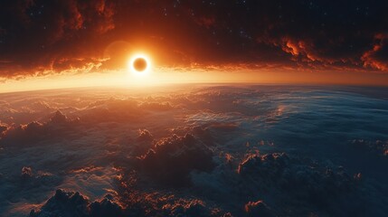 Naklejka premium Solar Eclipse Over Clouds