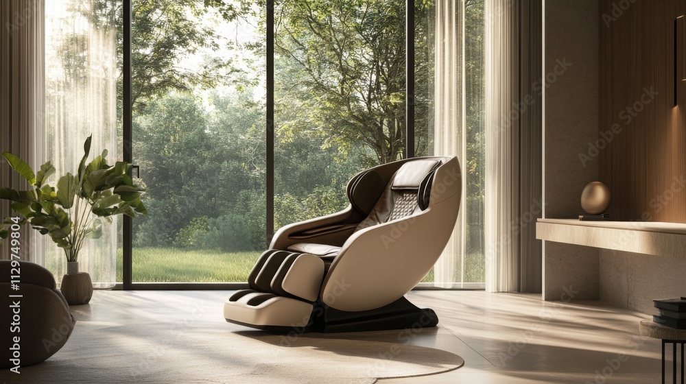 Aufkleber this unique chair positioned by a large window creates a tranquil atmosphere, combining multisensory