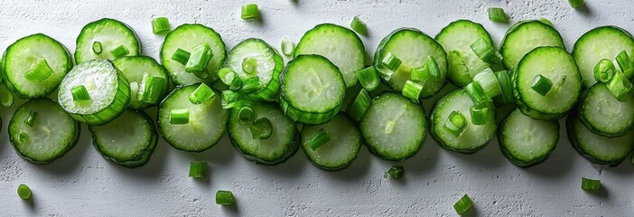 Fresh Cucumber Slices with Green Onions