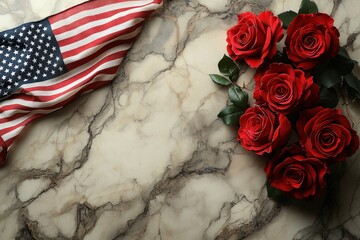 American Flag and Roses