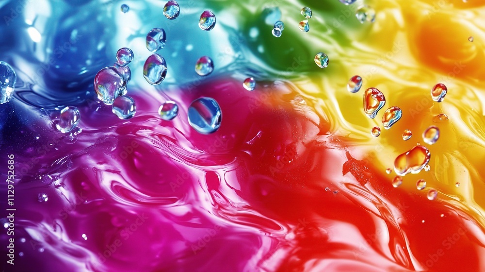 Aufkleber colorful liquid texture with droplets and smooth flowing patterns