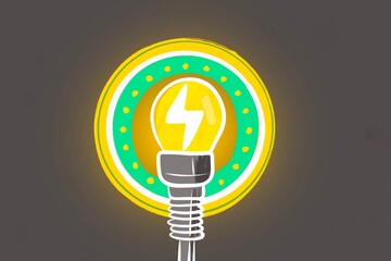 Bright idea concept with glowing light bulb illustration