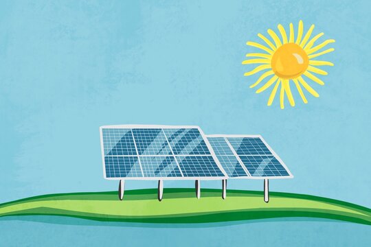 Solar panels converting sunlight into clean energy