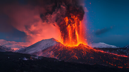 Time-lapse of a volcanic eruption, showing the dynamic progression of the event. volcanic eruption. Eruption. Illustration