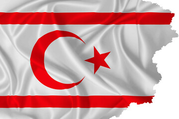 National Flag of Northern Cyprus with torn edges on transparent background