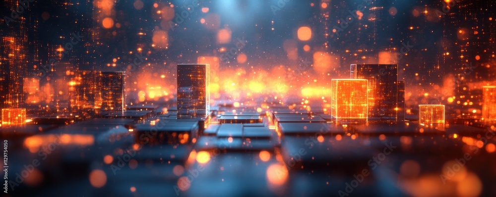 Aufkleber futuristic abstract cityscape digital background for tech ai data and graphics