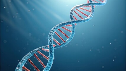 of rotating DNA glowing molecule on blue background, DNA, molecule, rotating, , glowing, blue background, science