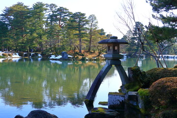 Japan, Ishikawa Prefecture, Kanazawa City, Kenrokuen Garden, garden, snow, winter