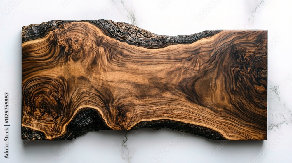 Poster Abstract Wooden Table Top on White Background with Unique Patterns