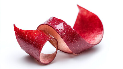 Red apple fruit peel isolated on white background. healthy organic ripe food fresh diet, vegetarian raw nutrition skin, cut curl spiral slice, natural vitamin freshness, rind, twisted, waste.