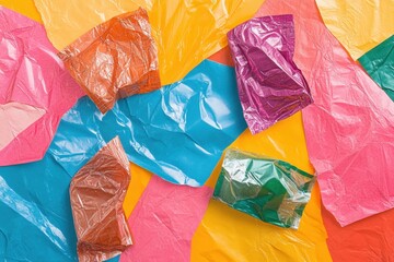 Colorful Crumpled Cellophane Paper Abstract Background