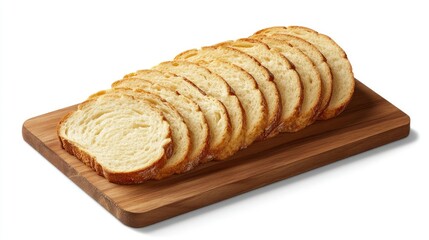 Freshly Sliced Bread on Wooden Cutting Board for Culinary Use