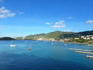 Beautiful sheltered harbour of St Thomas in the US Virgin Islands