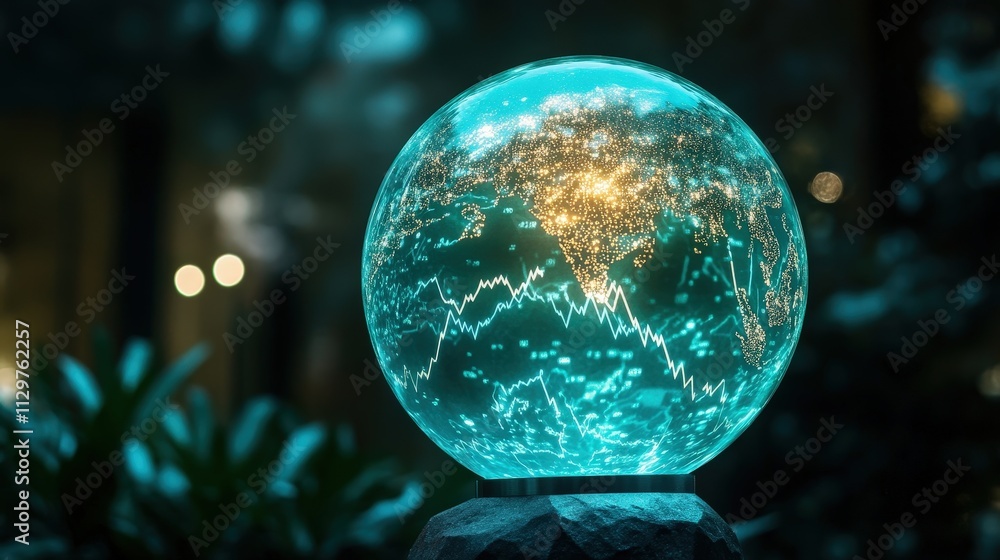 Poster a glowing globe displays a vibrant map with illuminated connections, symbolizing global interconnect