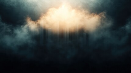 A mystical cloud formation illuminated by light, suggesting a serene or celestial atmosphere.