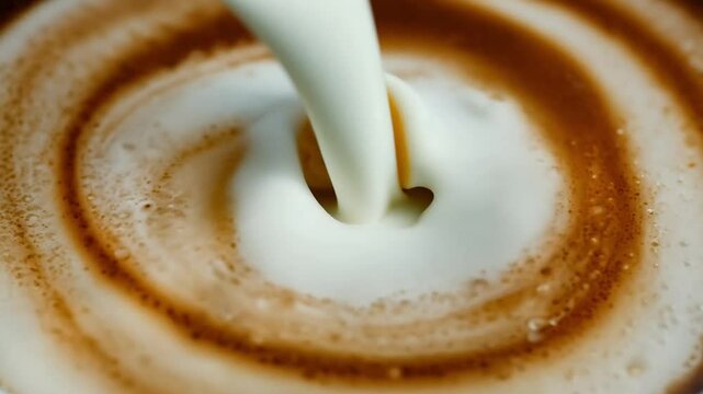 Milk pouring creating latte art