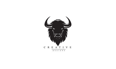 buffalo head black logo, abstract bull head logo vector inspiration white background