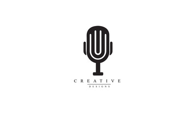 microphone vector icon. filled flat black logo illustration. Vector graphics white background