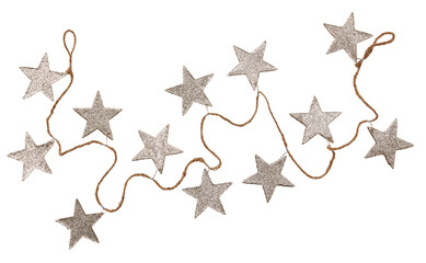 Christmas star garland cut out isolated transparent background