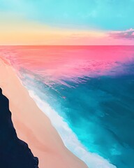 Fototapeta premium High-angle views of sea landscapes, Aerial View of Turquoise Sea with Gradient Colors