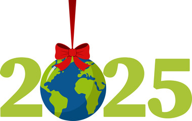 2025 New Year, hanging planet earth ornament