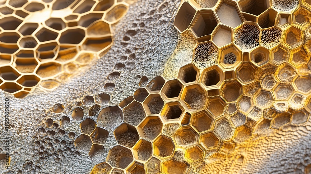 Poster abstract 3d illustration of hexagonal honeycomb structure design