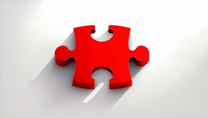 Obraz premium A vibrant red puzzle piece with a shadow, representing problem-solving, teamwork, and creativity.