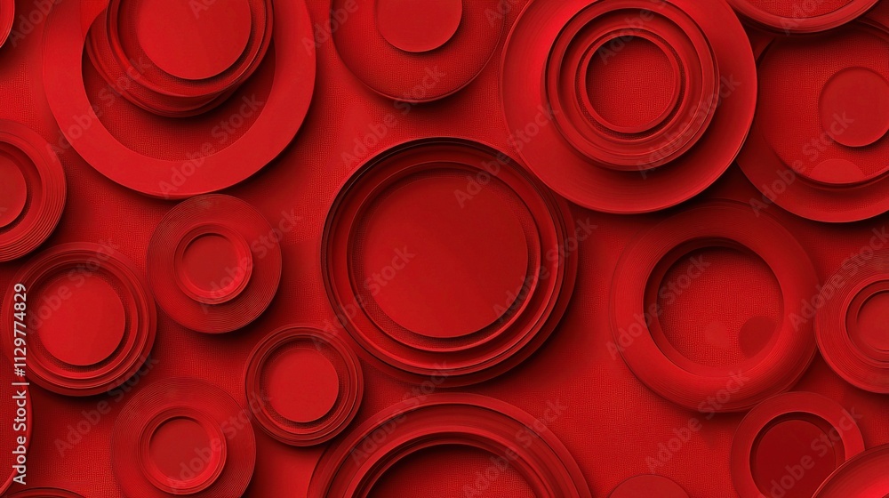 Poster luxurious red seamless background with round patterns and texture