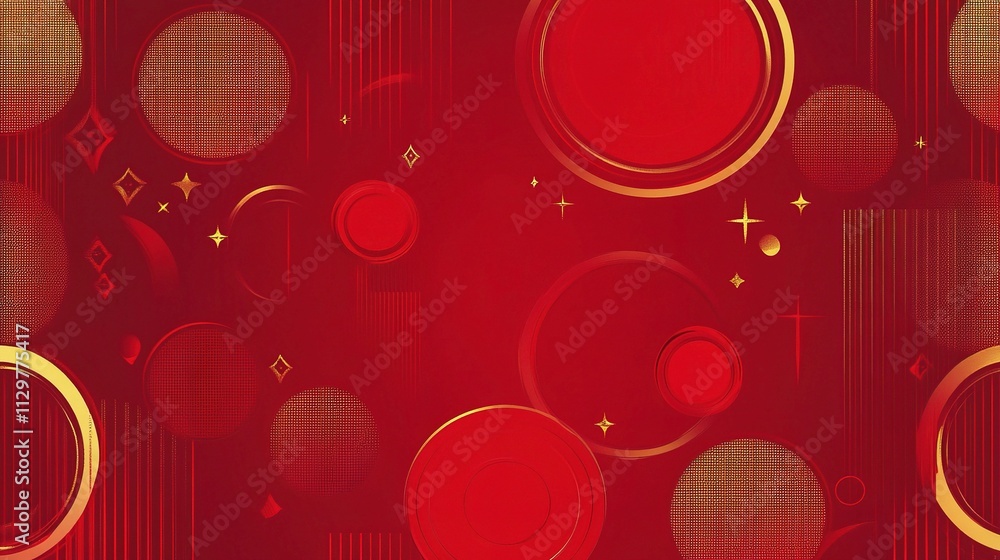Poster seamless luxury red background with round patterns and textures