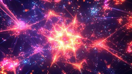 Obraz premium Vibrant Digital Glowing Patterns in a Futuristic Abstract Scene