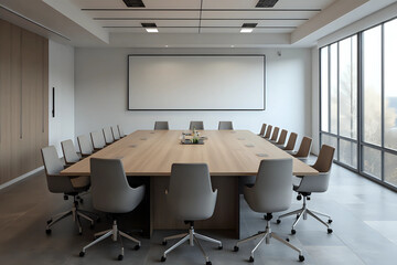 Fototapeta premium Conference table and chairs in modern meeting room.