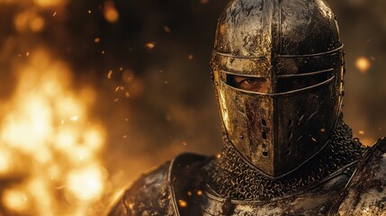 Fototapeta premium Medieval Knight Armor with Cross and Floral Motifs, Intricate Craftsmanship and Weathered Texture, Hyper-Realistic Digital Art