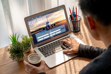 Online flight booking website provide modish reservation system . Travel technology concept .