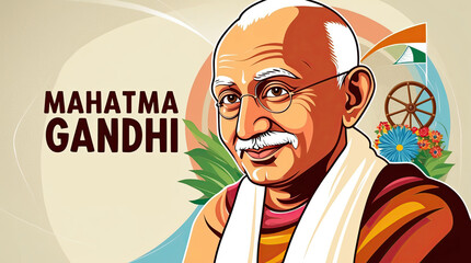 Fototapeta premium Mahatma Gandhi Jayanti illustration