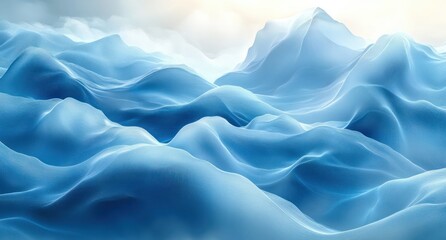 Fototapeta premium Minimalist Abstract Composition with Flowing Blue Lines and Soft Light