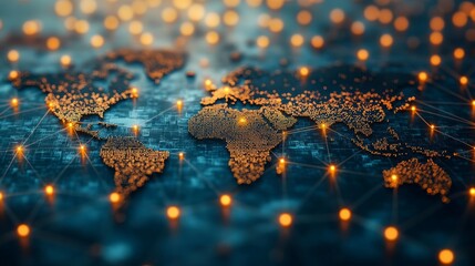 A global network showcasing remote work technologies and connectivity trends