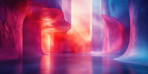 Translucent Blue and Purple Geometric Shapes with Soft Glow on Black Background