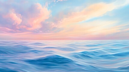 Fototapeta premium High-angle views of sea landscapes, Tranquil Ocean Waves at Dusk from High Angle View