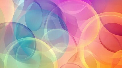 Colorful Abstract Overlapping Circles and Lines in Geometric Design