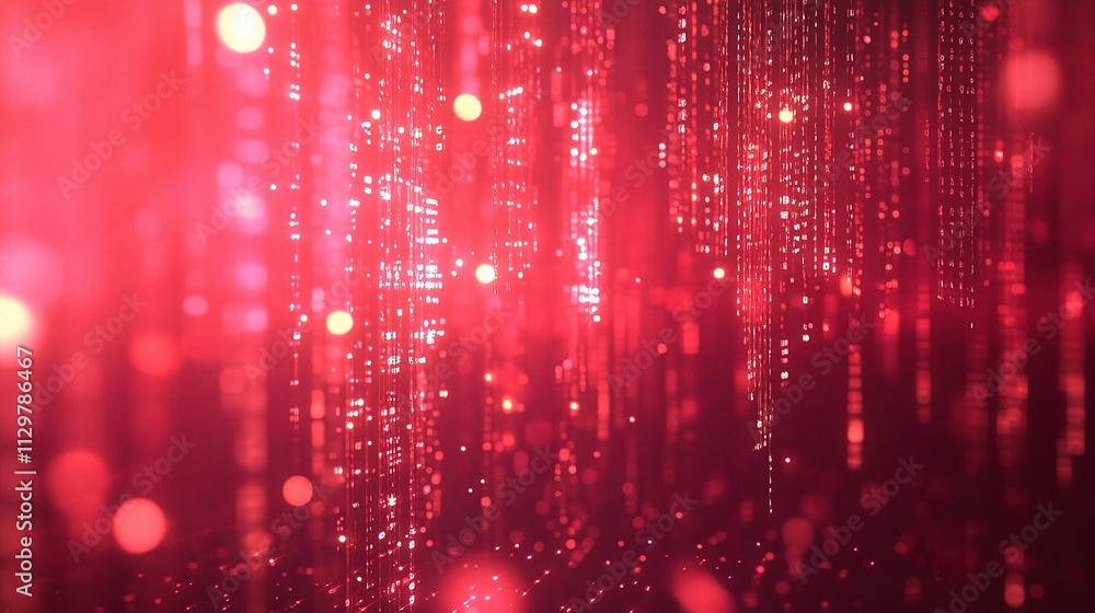 Poster abstract digital matrix with red binary code and 3d background