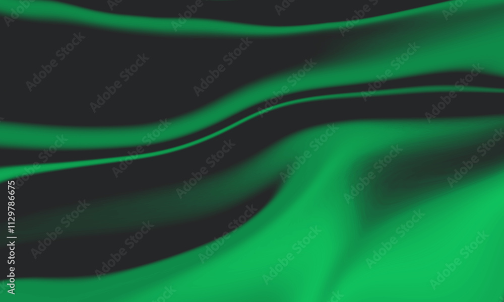 Poster luxurious dark green fabric flows in elegant waves, creating a rich and textured abstract background