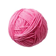 Ball of Pink Yarn for Knitting or Crochet Projects, Isolated on White Background Cutout