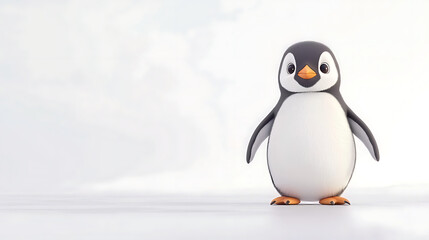 Fototapeta premium A cute penguin is standing on a white background