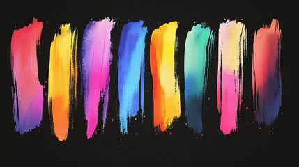 Naklejka premium Bright Watercolor Strokes on Black Background for Creative Projects