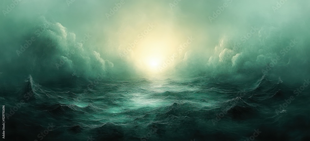 Poster green abstract gradient background with soft white glow for digital posters banners and web design
